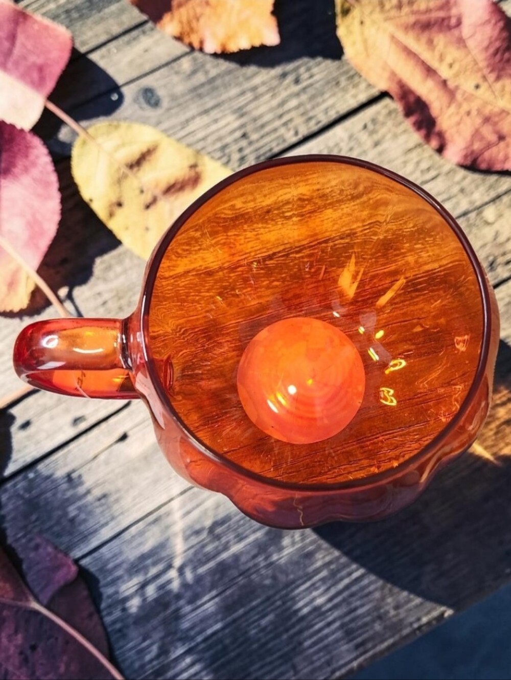 Amber Glass Pumpkin Mug - Set of 2 - Picture 3 of 4